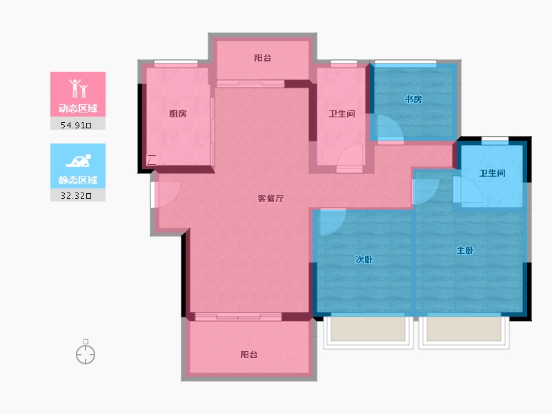 广东省-江门市-江门碧桂园凤凰城-76.95-户型库-动静分区