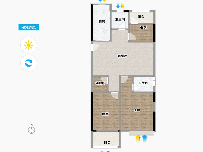 浙江省-温州市-荣安劝学里-76.00-户型库-采光通风