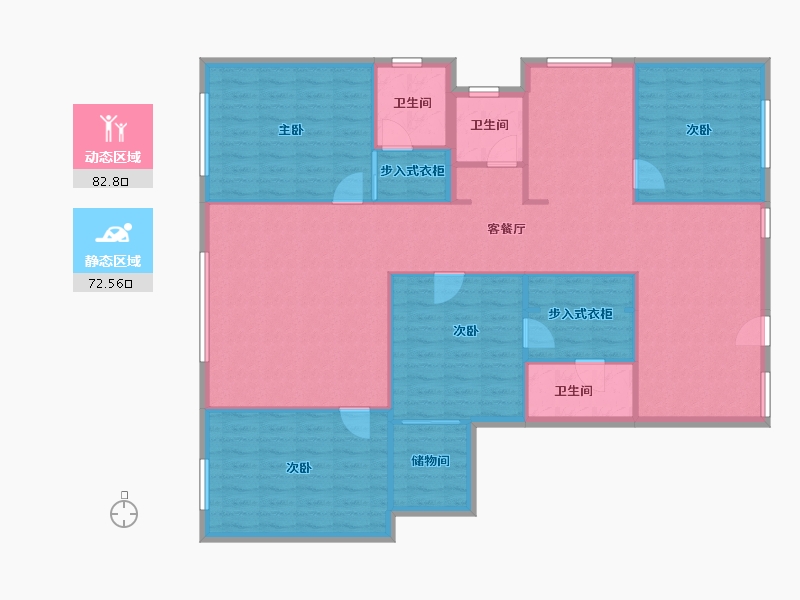 辽宁省-大连市-新星公馆-140.52-户型库-动静分区