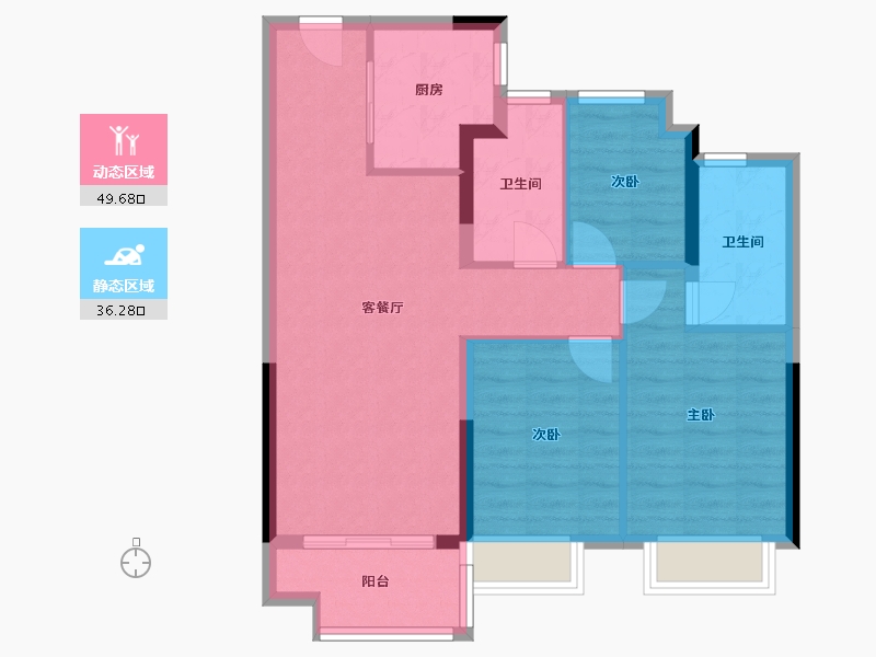 湖北省-武汉市-上坤大都会-76.96-户型库-动静分区