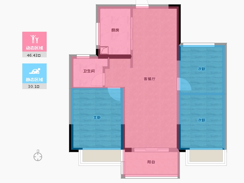 湖北省-武汉市-上坤大都会-68.08-户型库-动静分区