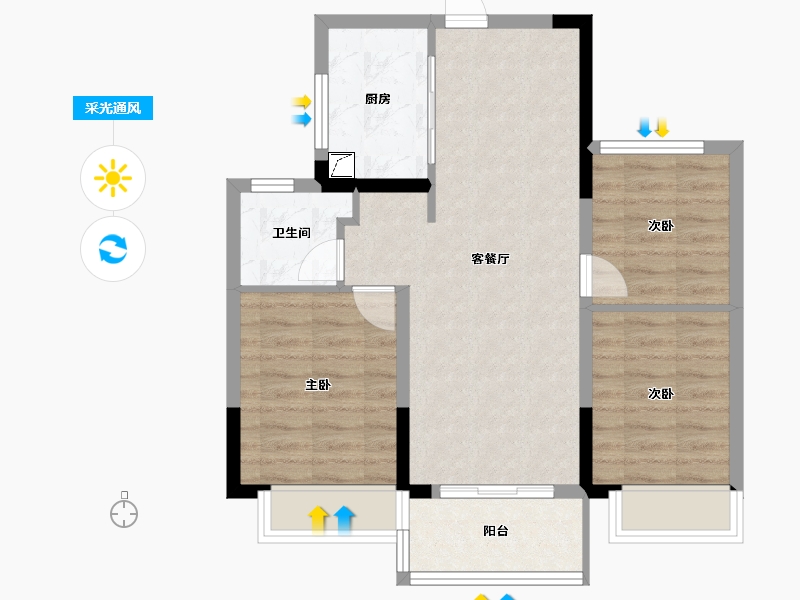 湖北省-武汉市-上坤大都会-68.08-户型库-采光通风