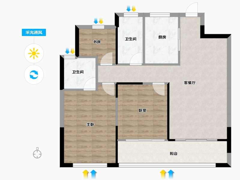 浙江省-温州市-荣安劝学里-84.00-户型库-采光通风