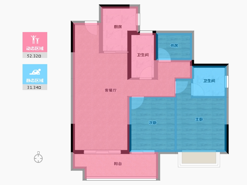 广东省-江门市-大悦城新悦锦云-74.16-户型库-动静分区