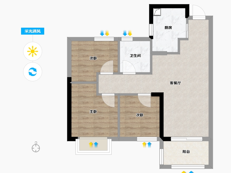 福建省-福州市-蓝光里-58.12-户型库-采光通风