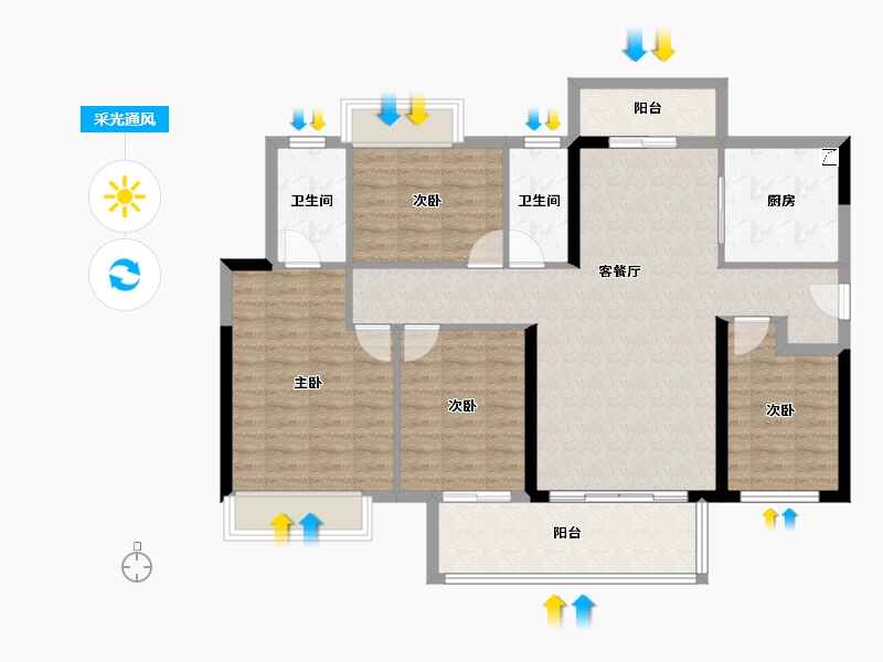 广东省-江门市-大悦城新悦锦云-106.37-户型库-采光通风