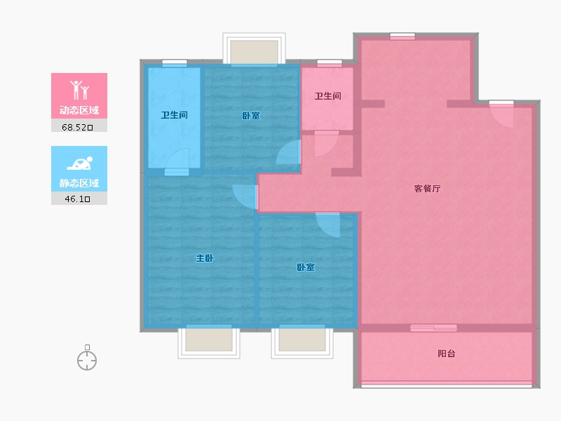 江苏省-苏州市-华侨城龙湖·启元-104.00-户型库-动静分区