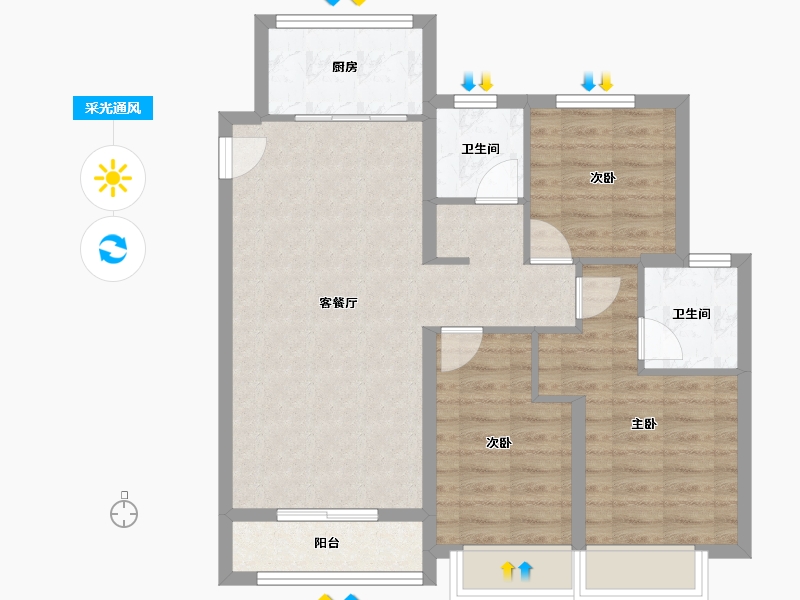 山西省-临汾市-未来城-98.00-户型库-采光通风