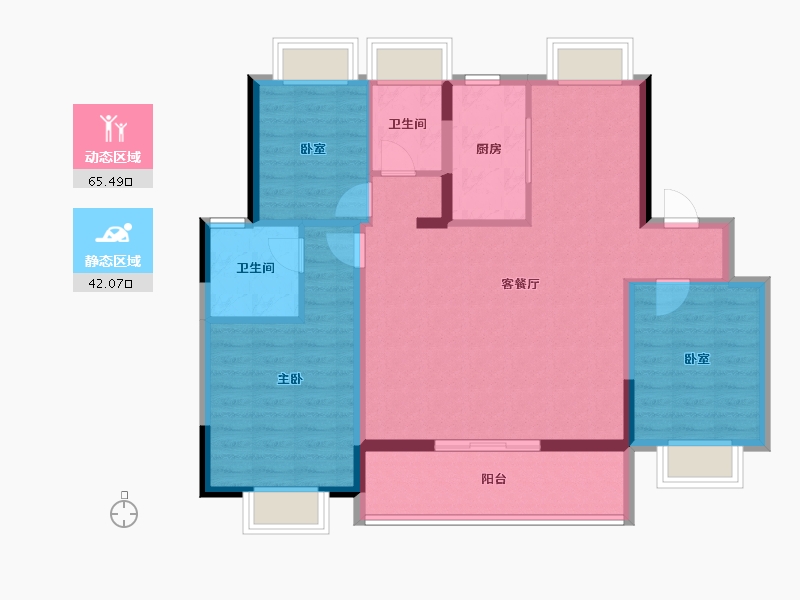 江苏省-苏州市-越秀·悦见云庭-96.80-户型库-动静分区