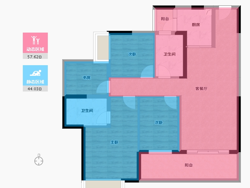 广东省-江门市-粤海壹桂府-89.88-户型库-动静分区