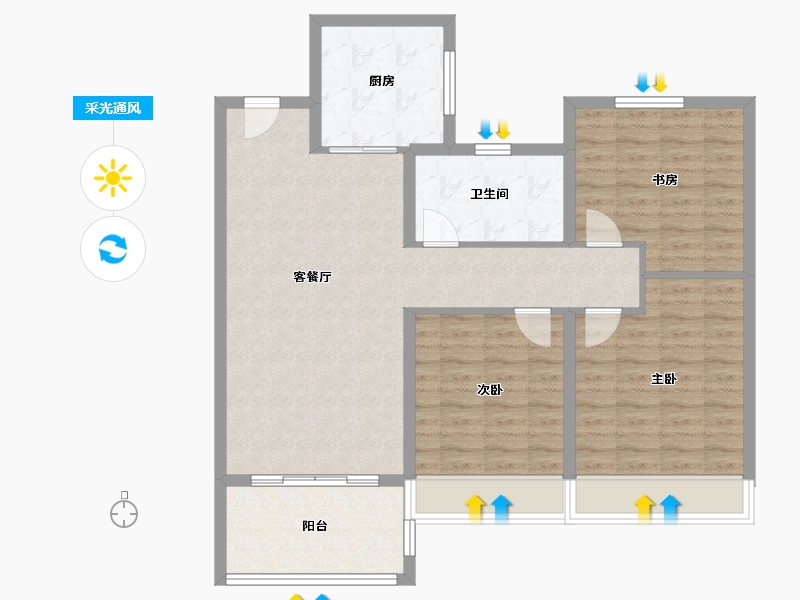 江苏省-苏州市-琴颂雅院-96.00-户型库-采光通风