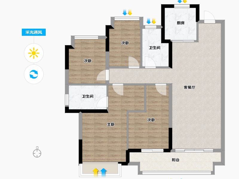 湖北省-武汉市-上坤大都会-102.40-户型库-采光通风