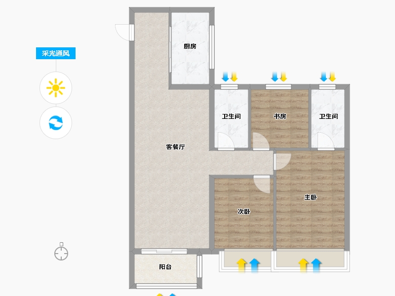 河南省-郑州市-公园阅MOMA-87.00-户型库-采光通风