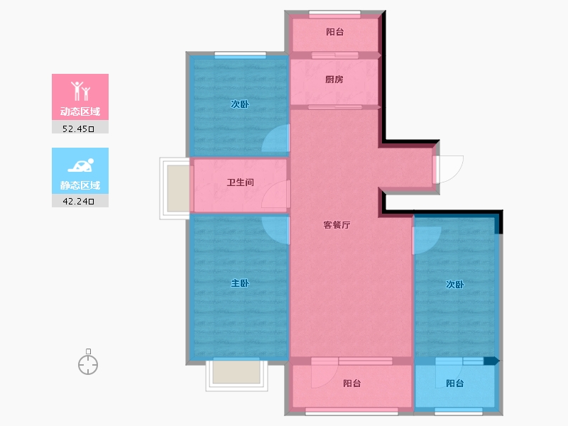 辽宁省-丹东市-蓝山溪谷-85.48-户型库-动静分区