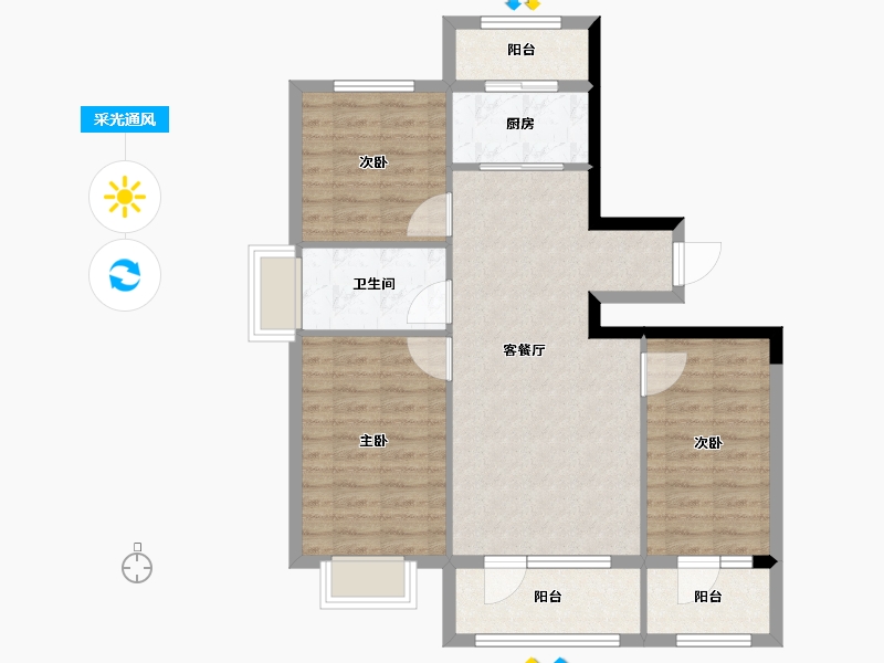 辽宁省-丹东市-蓝山溪谷-85.48-户型库-采光通风