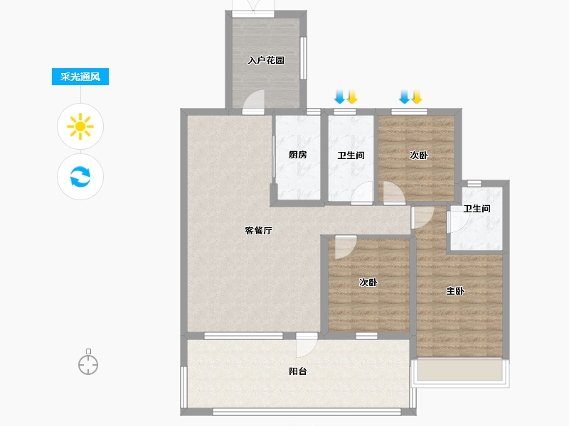 陕西省-咸阳市-云境天澄-107.49-户型库-采光通风