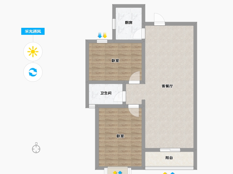 陕西省-西安市-盛唐长安-71.20-户型库-采光通风