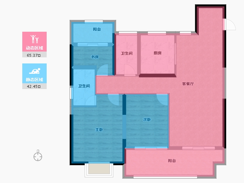 安徽省-亳州市-富力·集贤华府-96.85-户型库-动静分区