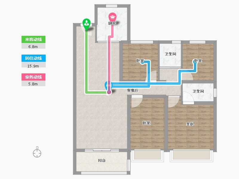 河南省-郑州市-碧桂园双湖城-108.01-户型库-动静线