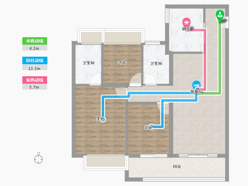 江苏省-无锡市-万科四季都会-88.77-户型库-动静线