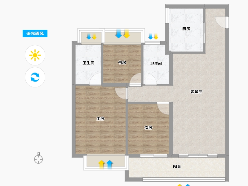 江苏省-无锡市-万科四季都会-88.77-户型库-采光通风