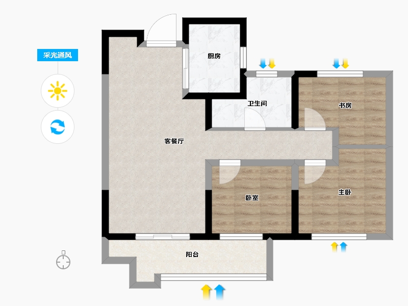 河南省-郑州市-正商博雅华庭-71.20-户型库-采光通风