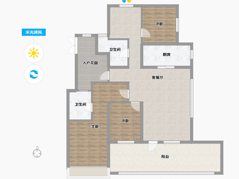 陕西省-咸阳市-云境天澄-130.69-户型库-采光通风