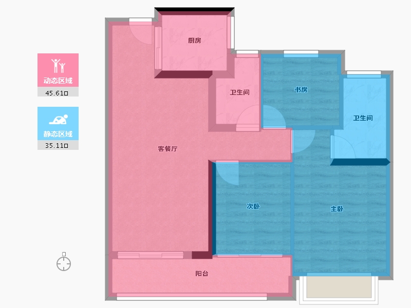 浙江省-杭州市-中天珺楠府-72.00-户型库-动静分区