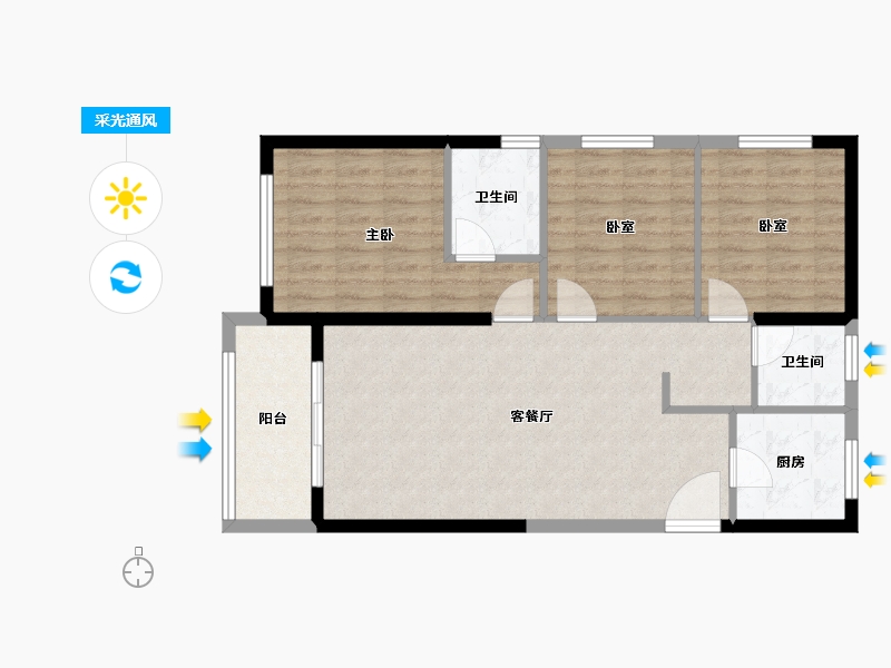 河南省-郑州市-美盛教育港湾-84.00-户型库-采光通风