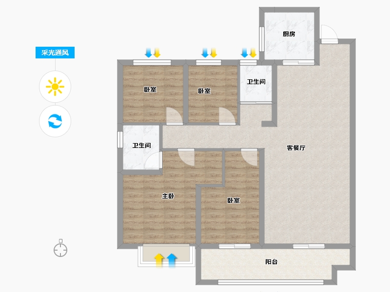 山东省-聊城市- 碧桂园国岳府-119.00-户型库-采光通风