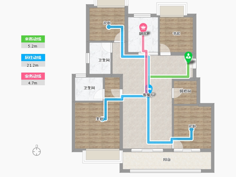 江苏省-无锡市-万科四季都会-96.05-户型库-动静线