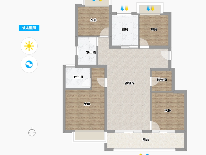 江苏省-无锡市-万科四季都会-96.05-户型库-采光通风