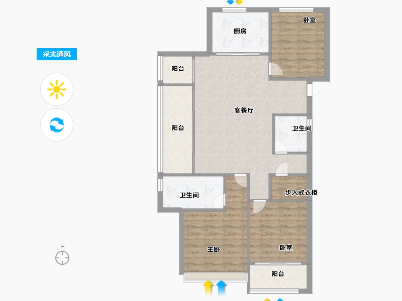 浙江省-温州市-绿城春月江澜-94.40-户型库-采光通风