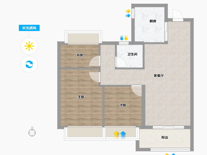 江苏省-无锡市-万科四季都会-71.57-户型库-采光通风