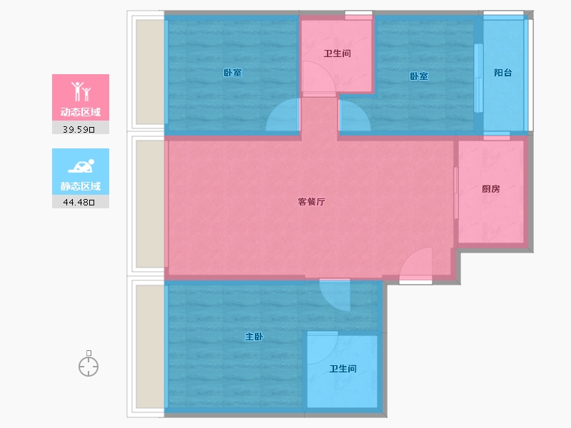 河南省-郑州市-碧桂园双湖城-75.20-户型库-动静分区