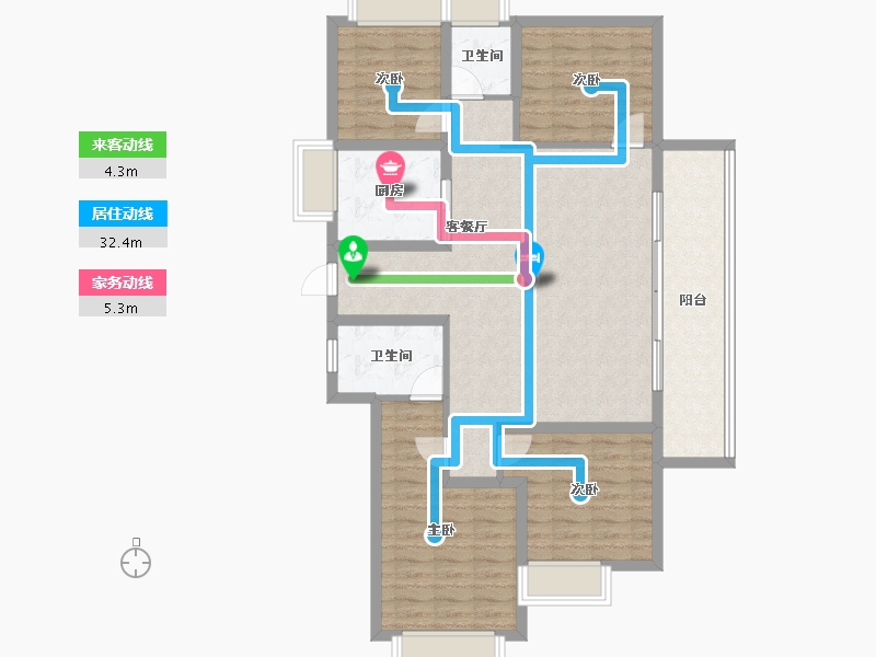 云南省-昆明市-七彩国际社区-109.45-户型库-动静线