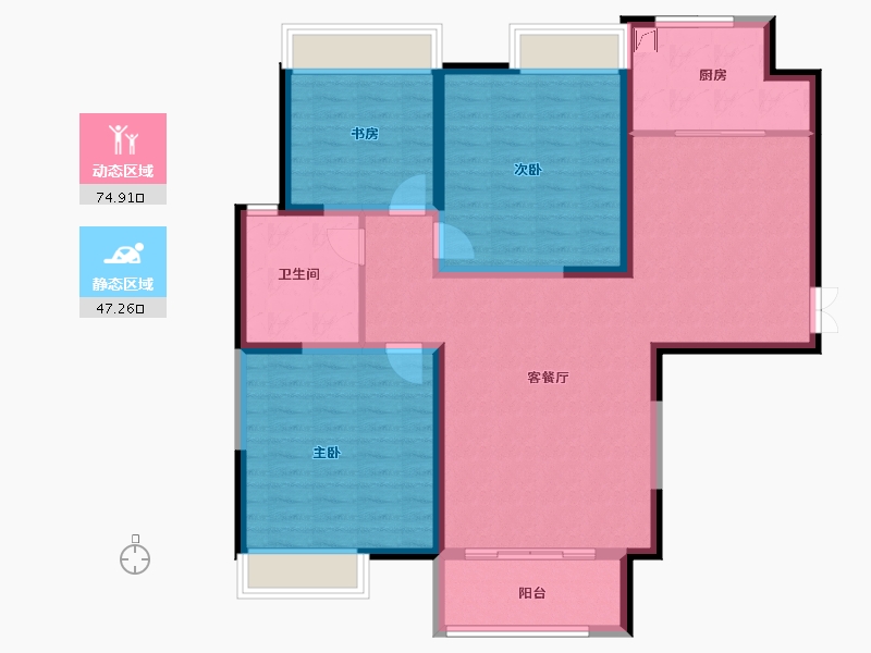 陕西省-西安市-白桦林溪-110.14-户型库-动静分区