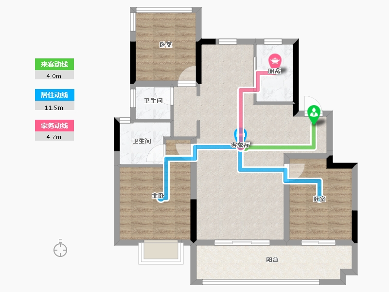 安徽省-合肥市-中梁世茂十里晴川-85.60-户型库-动静线