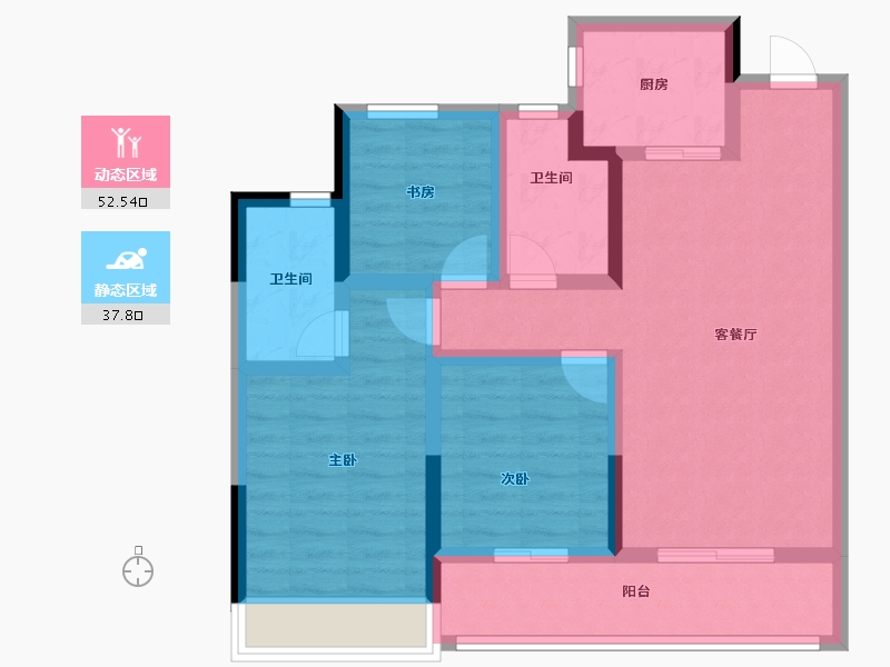 浙江省-杭州市-文宸望府-79.15-户型库-动静分区