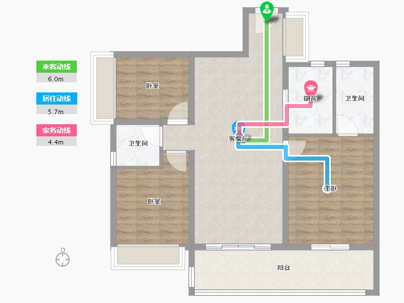 河南省-郑州市-碧桂园双湖城-96.00-户型库-动静线