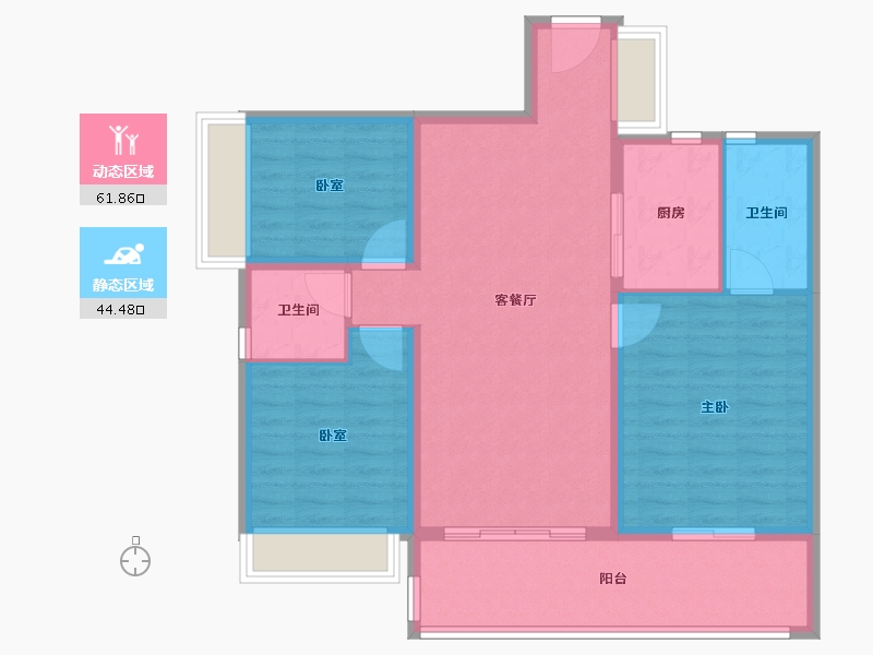 河南省-郑州市-碧桂园双湖城-96.00-户型库-动静分区