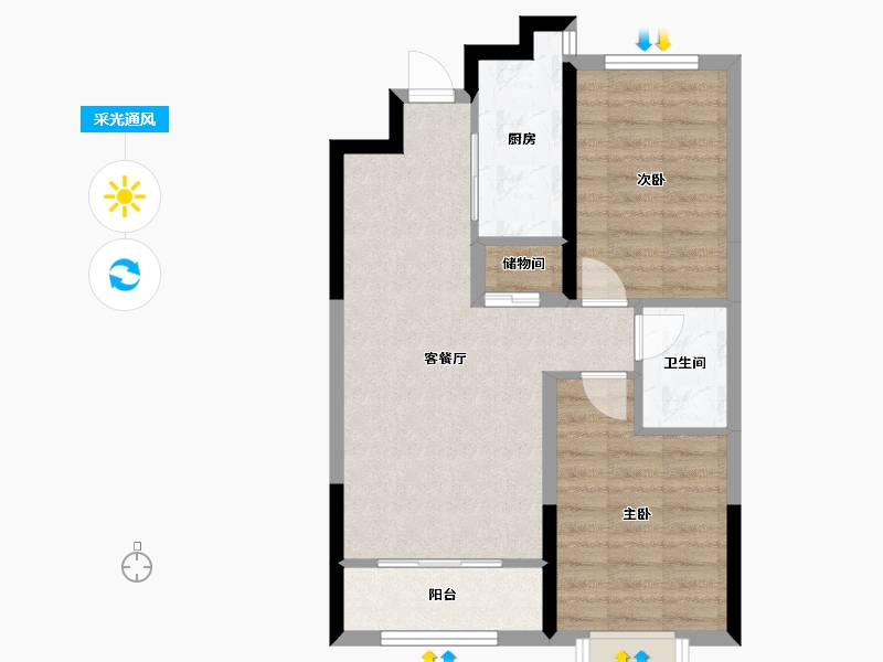 河北省-保定市-东亚朗琴园-59.92-户型库-采光通风