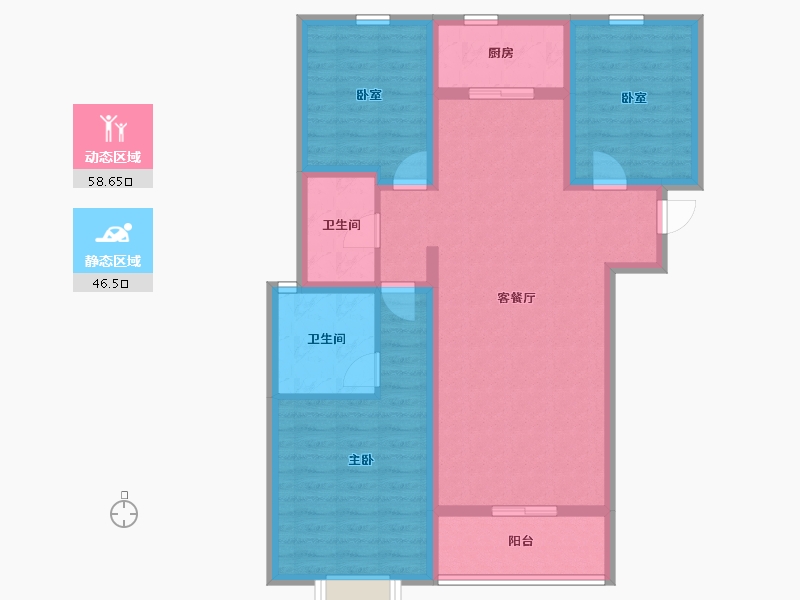 陕西省-西安市-盛唐长安-93.60-户型库-动静分区