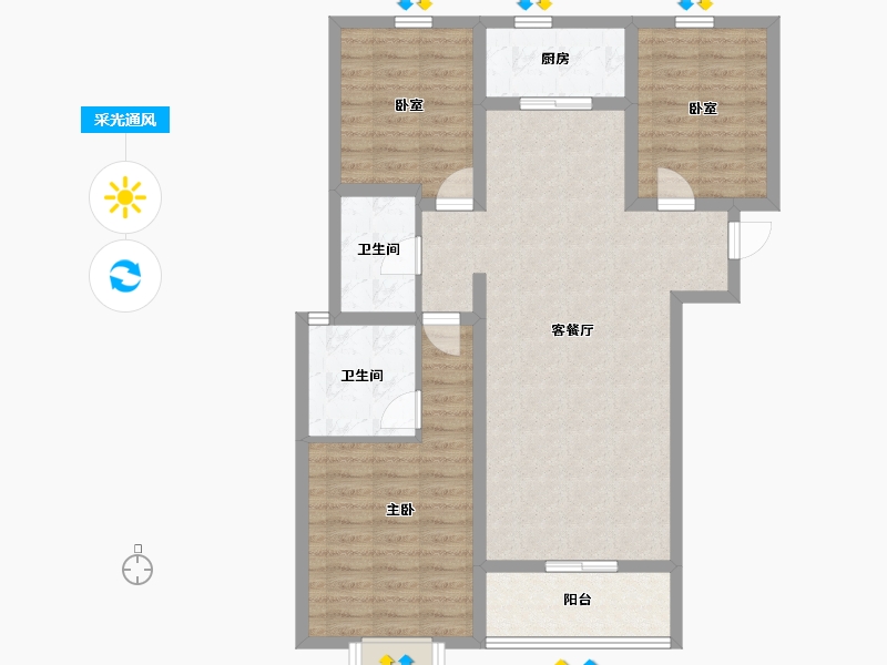 陕西省-西安市-盛唐长安-93.60-户型库-采光通风