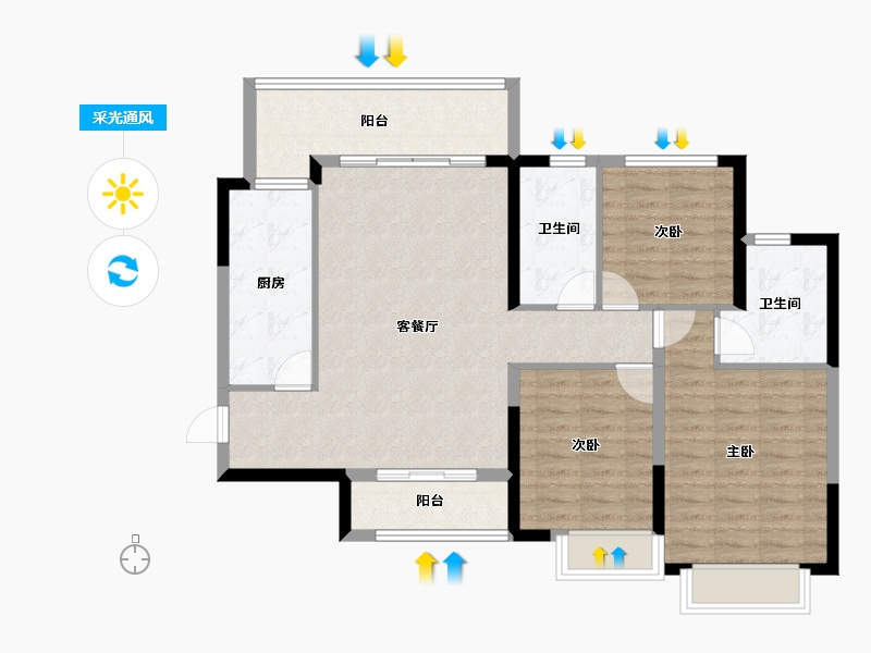 湖南省-长沙市-长沙恒大文化旅游城-97.86-户型库-采光通风