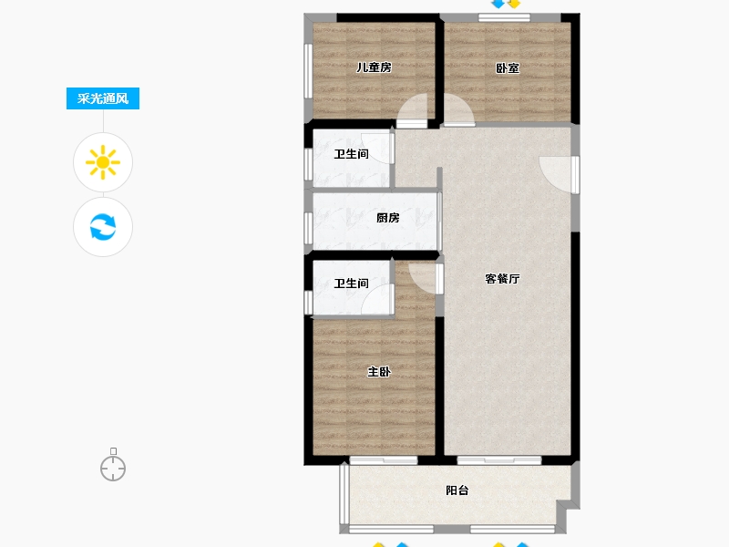 河南省-郑州市-招商美景美境-93.60-户型库-采光通风