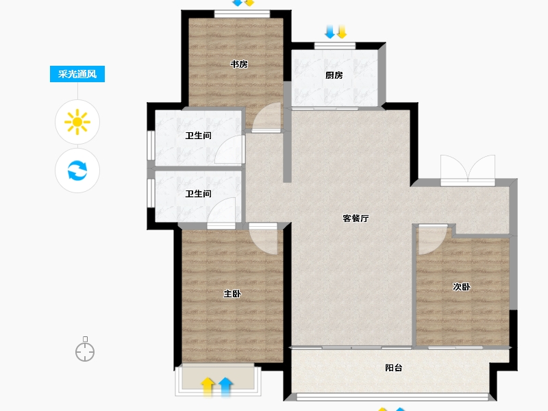 河北省-保定市-玉兰九赋-104.40-户型库-采光通风