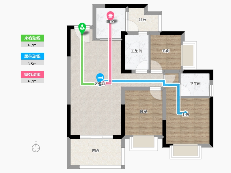 重庆-重庆市-中建御湖壹号-76.27-户型库-动静线