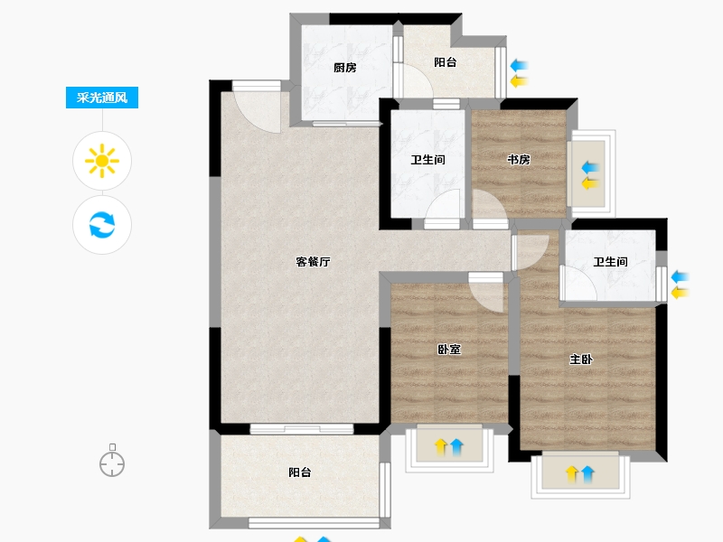 重庆-重庆市-中建御湖壹号-76.27-户型库-采光通风