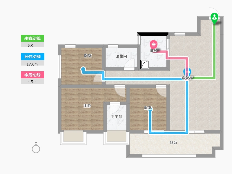 广西壮族自治区-玉林市-普利幸福园-85.21-户型库-动静线